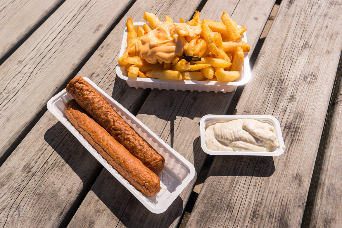 Belgian Fries with Sauce Andalouse and Frikandel